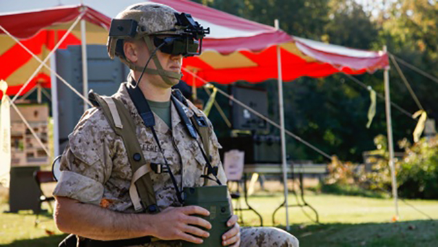 A Marine Captain during an Augmented Immersive Team Training demonstration. Source: Kyle Olsen via The United States Marine Corps